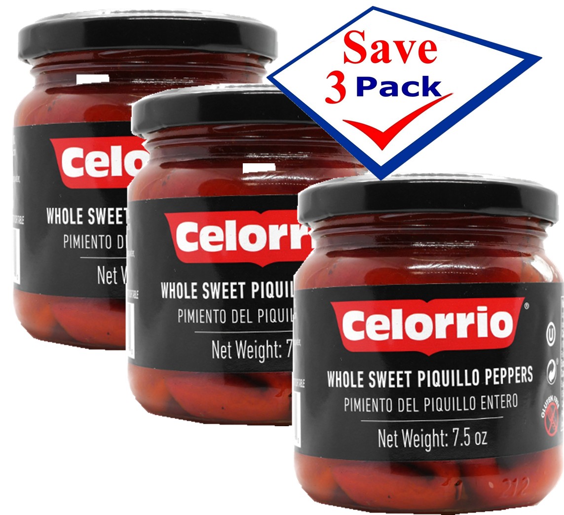 Celorrio Whole Sweet Piquillo Peppers 7.5 oz Pack Of 3